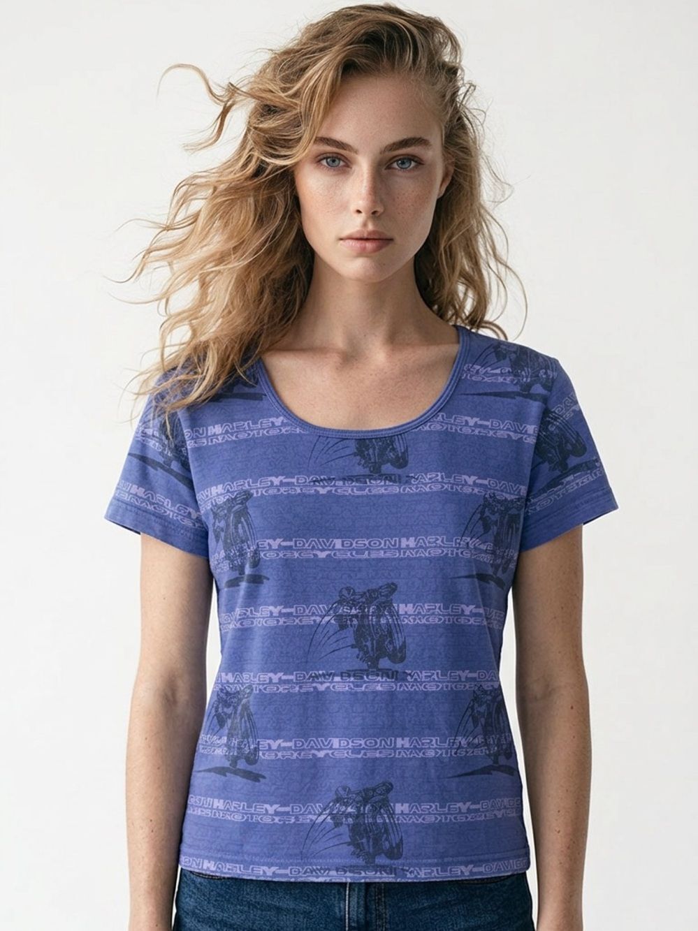HARLEY DAVIDSON | Motorcycle Babydoll Graphic Tee Royal Purple Women’s Size M